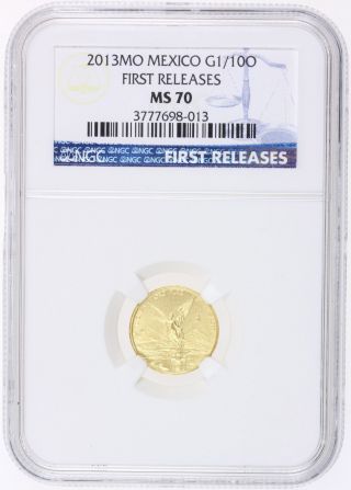 2013 Mo Mexico 1/10th Gold Onza - Ngc Ms 70 - First Releases - photo