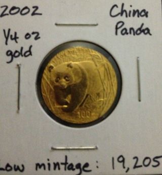2002 China 100 Yuan - Key Date 1/4 Oz Gold Panda photo