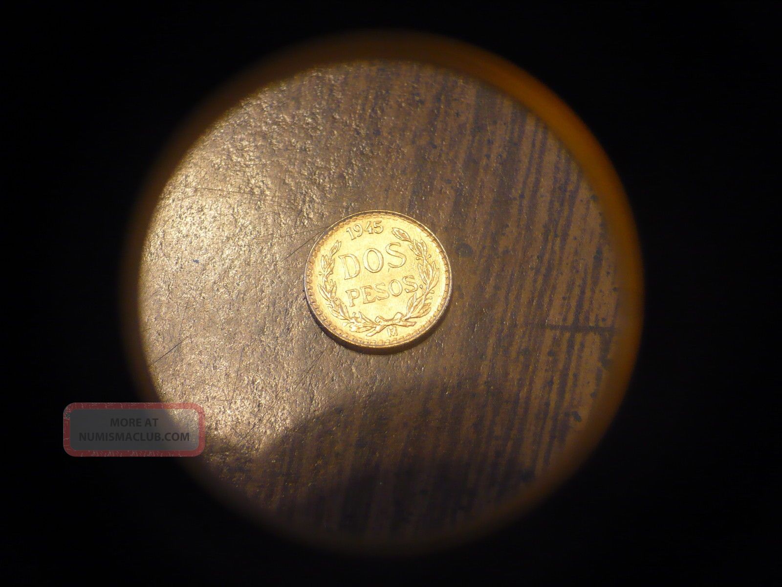 1945 Mexico Gold 2 Peso Coin; 0.  0482 Agw; - Gold photo