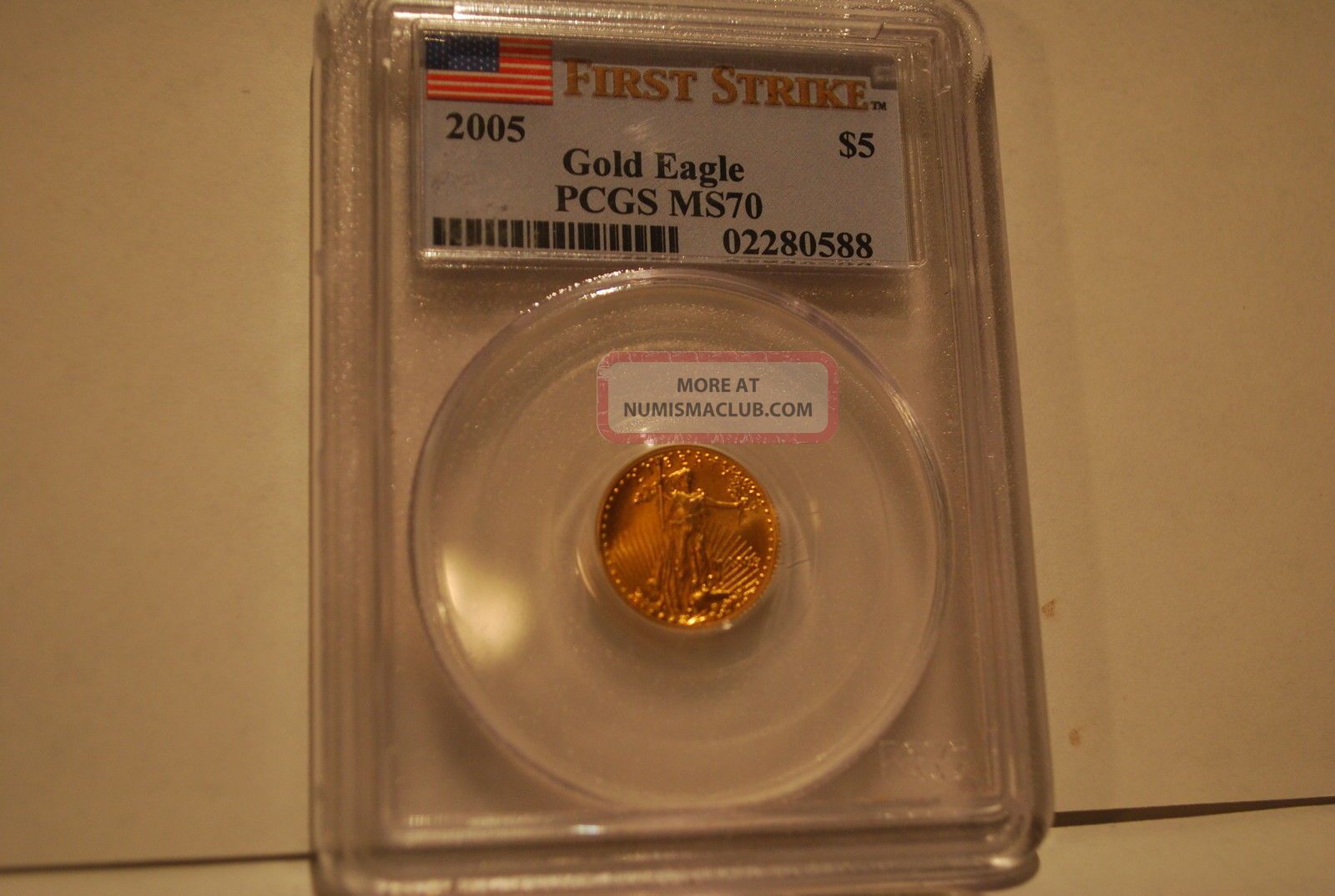 2005 $5 Gold Eagle Coin Pcgs Ms70 First Strike 2005 Gold photo