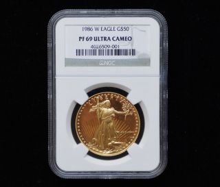 1986 - W $50 Proof American Gold Eagle Ngc Pf - 69 Ultra Cameo First Year Issue photo