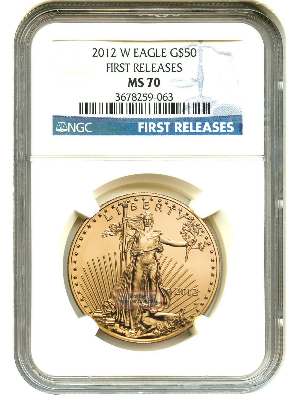 2012 - W Gold Eagle $50 Ngc Ms70 (first Releases) American Gold Eagle Age Gold photo