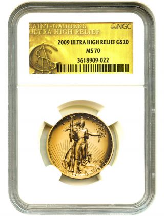 2009 Ultra High Relief $20 Ngc Ms70 Uhr Double Eagle Gold photo