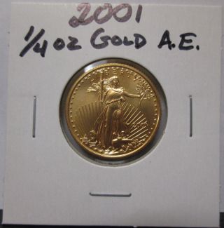 2001 1/4 Oz $10 Gold American Eagle Unc Coin photo