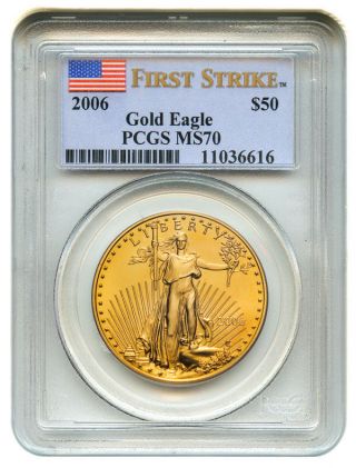 2006 Gold Eagle $50 Pcgs Ms70 (first Strike) American Age photo