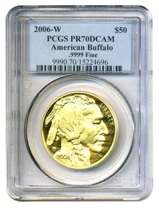 2006 - W American Buffalo $50 Pcgs Proof 70 Dcam - 1 Ounce.  999 Gold photo