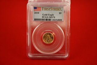 2010 American Gold Eagle $5 1/10th - Perfect Pcgs Ms - 70 Firststrike 00016 photo