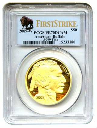 2009 - W American Buffalo $50 Pcgs Pr 70 Dcam - 1 Ounce 0.  999 Gold (first Strike) photo