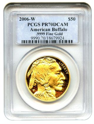 2006 - W American Buffalo $50 Pcgs Proof 70 Dcam - 1 Ounce.  999 Gold photo