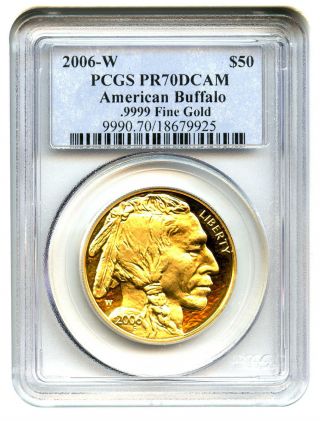 2006 - W American Buffalo $50 Pcgs Proof 70 Dcam - 1 Ounce.  999 Gold photo