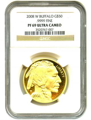 2008 - W American Buffalo $50 Ngc Proof 69 Ucam - 1 Ounce 0.  999 Gold photo