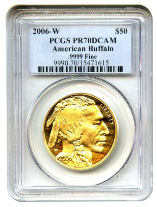 2006 - W American Buffalo $50 Pcgs Proof 70 Dcam - 1 Ounce.  999 Gold photo