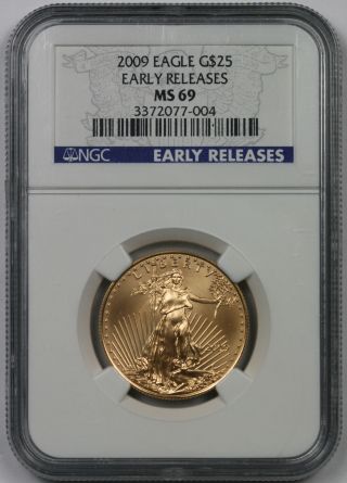 2009 American Gold Eagle $25 Half - Ounce Ms 69 Ngc Early Releases photo