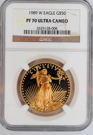 1989 - W $50 Proof 1 Ounce Gold American Eagle (pf 70 Ultra Cameo) Ngc photo