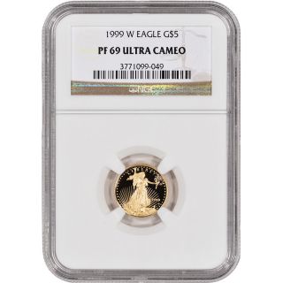 1999 - W American Gold Eagle Proof (1/10 Oz) $5 - Ngc Pf69ucam photo
