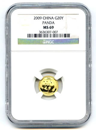 2009 Ngc Ms69 G20y 1/20 Oz.  Gold China Panda 20 Yuan photo