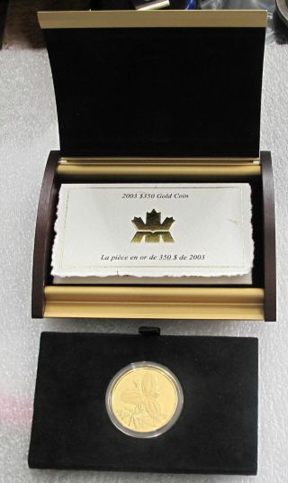2003 Canada $350 Dollars 99999,  24k Gold Coin,  White Trilium,  Rare 38.  05 Grams photo