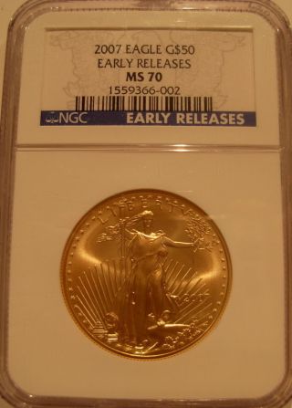 Usa 2007 Gold Eagle 1 Oz $50 Ngc Ms - 70 Early Releases photo