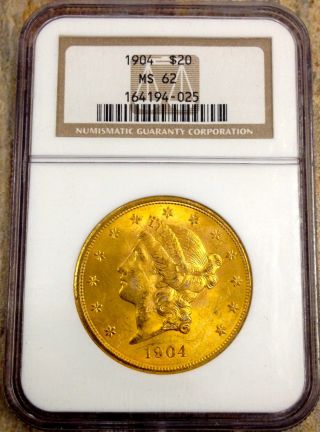 1904 P $20 Liberty Gold Ngc Ms62 Pq++ Fresh 
