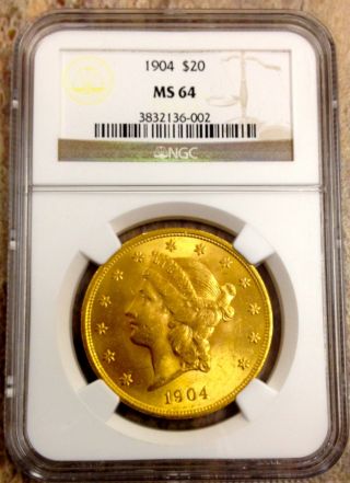 1904 $20 Liberty Gold Ngc Ms64 Pq++ Fresh Priced To Sell photo