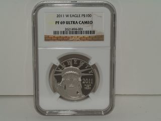 2011 - W Platinum American Eagle $100 1oz Pf69 photo