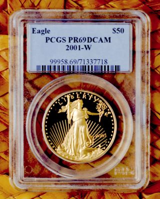 2001w $50 One Ounce Gold American Eagle Proof Pcgs Very Rare photo
