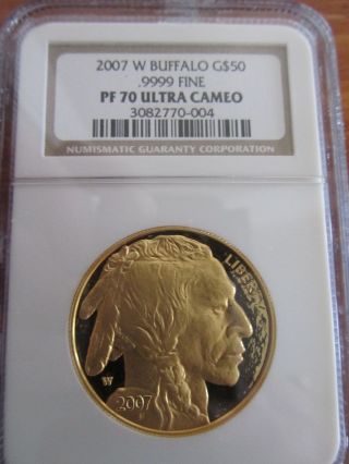 2007 - W American Gold Buffalo Proof (1 Oz) $50 - Ngc Pf70ucam / Brown Label photo