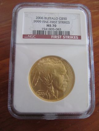 2006 American Gold Buffalo Proof (1 Oz) $50 - Ngc Ms 70 First Strike photo