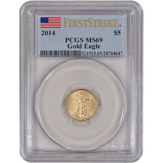 2014 American Gold Eagle (1/10 Oz) $5 - Pcgs Ms69 - First Strike photo