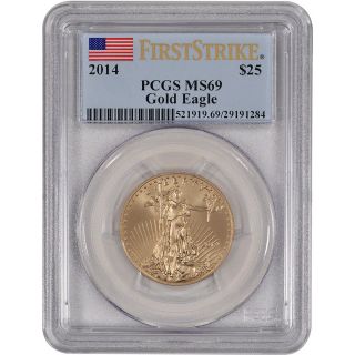 2014 American Gold Eagle (1/2 Oz) $25 - Pcgs Ms69 - First Strike photo