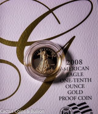 $5 2008 - W Gold Eagle Proof W/ Box & Low Mintage 28,  116 photo