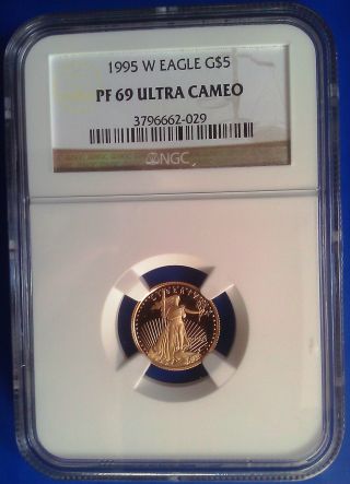1995 W Ngc Pf69 1/10oz $5 American Eagle Gold Coin Ultra Cameo Luster photo