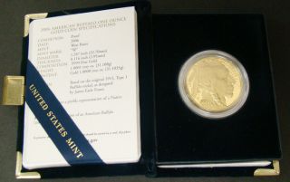 24kt Pure.  9999 Gold $50 2006 W American Buffalo 1 Oz.  Proof Coin W/ Box photo