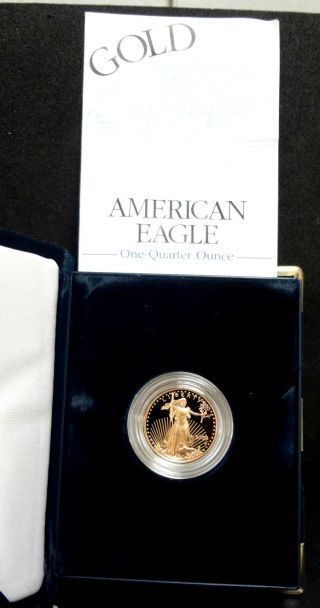 2000 American Eagle $10 1/4 Oz Proof Gold Bullion Coin.  Box & photo