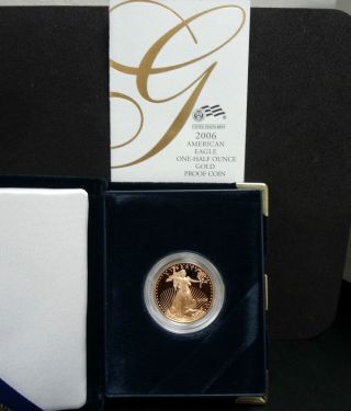 2006 W American Eagle $25 1/2 Proof Gold Bullion Coin.  Box & photo