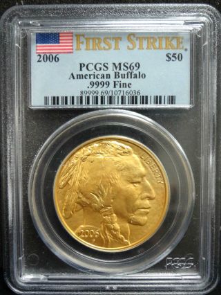 2006 American Buffalo $50 1 Oz.  9999 Fine Gold Coin Pcgs Ms69 First Strike photo