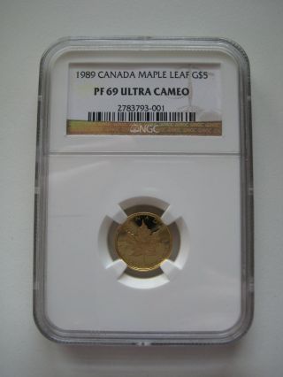 1989 Canada $5 Gold Maple Leaf - Proof Finish - Ngc Pf69 photo