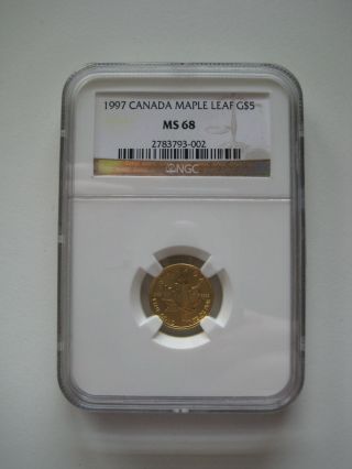 1997 Canada $5 Gold Maple Leaf - Ngc Graded Ms68 - Population=2 photo