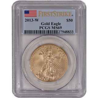 2013 - W American Gold Eagle (1 Oz) $50 Uncirculated - Pcgs Ms69 - First Strike photo