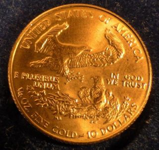 1990 1/4 Oz Gold American Eagle $10 Coin Mcmxc In Case photo