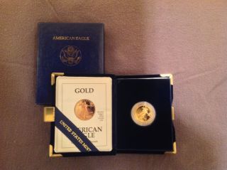 1992 - P $10 (1/4 Oz) Proof Gold American Eagle,  Box &.  Deep Cameo photo