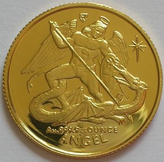 1994 Isle Of Man Elizabeth Ii Gold Proof 1/20 Angel Coin North Star Privy Mark photo