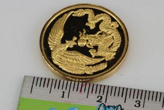 96.  5% Pure 15.  24 Gram Dragon & Phoenix Pure Gold Highly Collectibe Coin photo