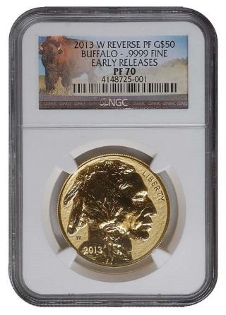 2013 - W American Buffalo Reverse Proof.  9999 Gold 1oz.  $50 Pf70 