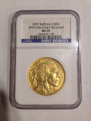 2007 Us $50 Gold Buffalo Ngc Ms 70 Early Releases photo
