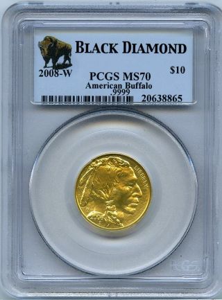 2008 - W $10 (1/4 Oz. ) State Gold Buffalo Pcgs Ms 70 photo