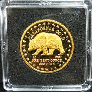 1987 California Bear One Troy Ounce.  999 Fine Gold Coin Uncirculated photo