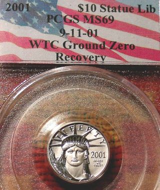 Rare 9/11/01 Pcgs Ms69 2001 Us Platinum Eagle Wtc Recovery Coin L@@k photo