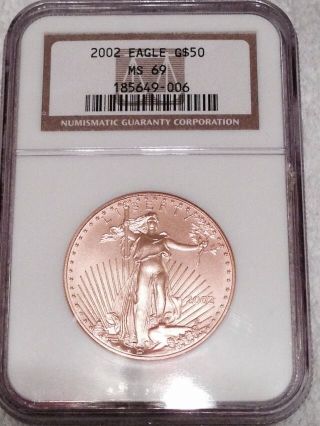 2002 1oz American Gold Eagle Ncg Ms69 photo