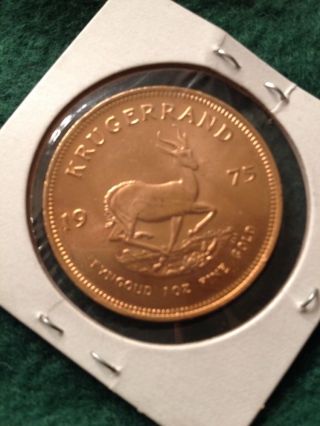 1975 Ch Gem Bu Krugerrand 1 Oz Gold; Not A Mark On Either Side A Real Beauty photo